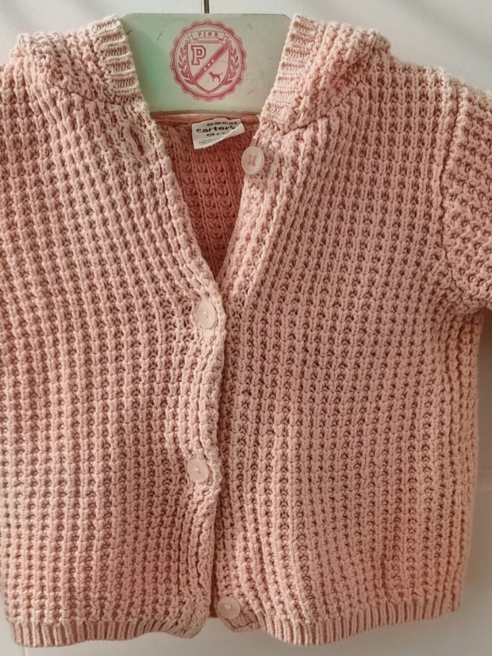 Carters Baby Girls Button Up Sweater 9 Months With Ears